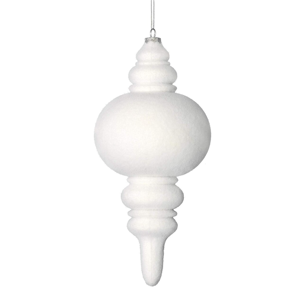 Vickerman 10" White Flocked Finial Ornament 3/Bag - M182411